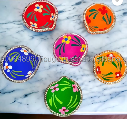 Hand-Painted Clay Diyas, 50-100 Pieces | Traditional Diwali Oil Lamps