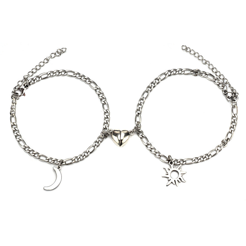 Sun & Moon Magnetic Couple Bracelets – Stainless Steel