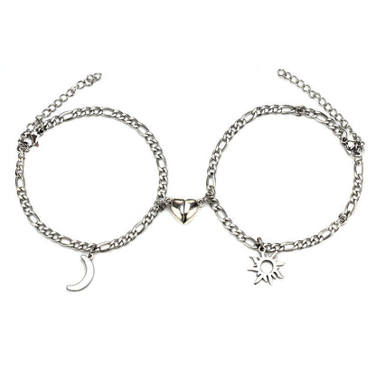 Sun & Moon Magnetic Couple Bracelets – Stainless Steel