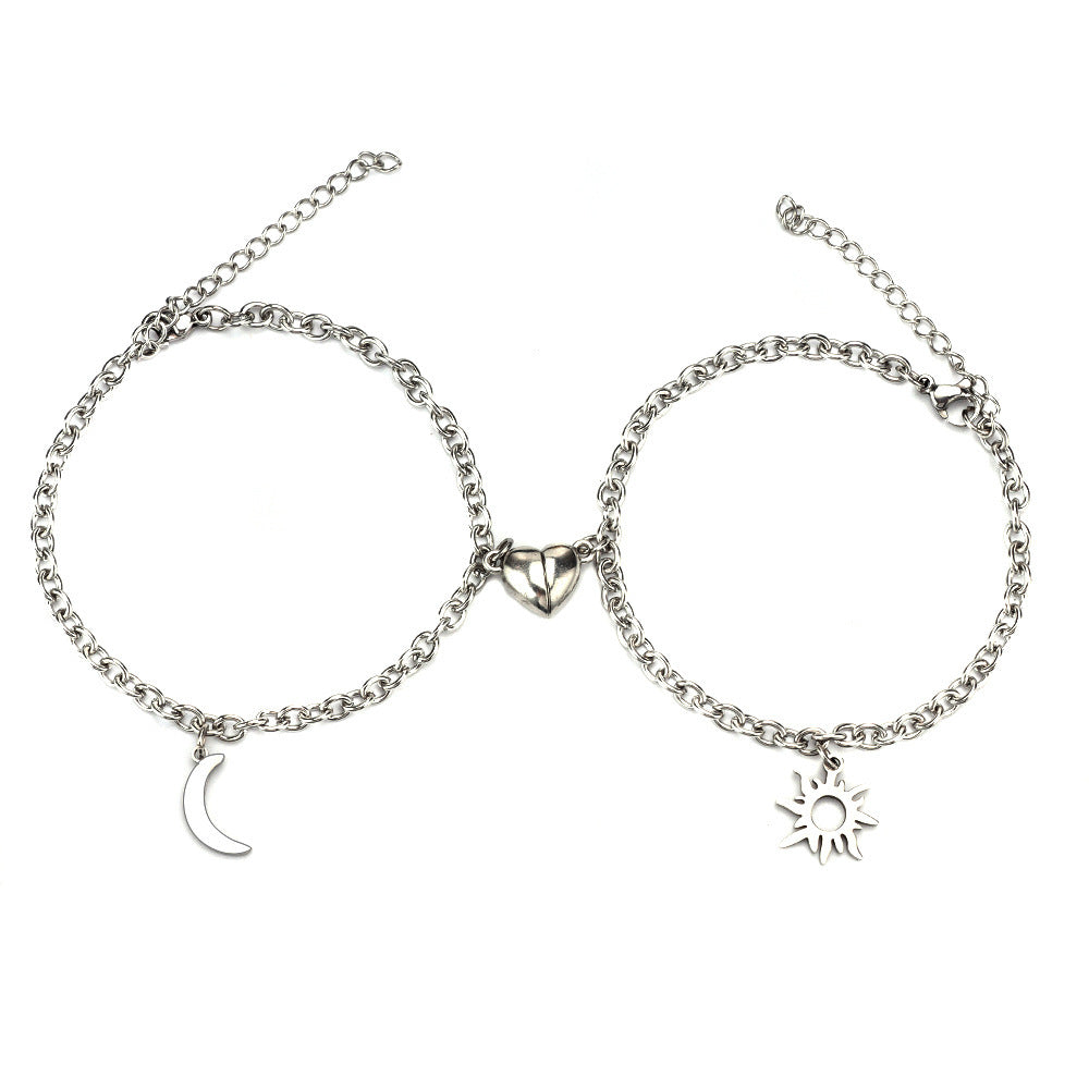 Sun & Moon Magnetic Couple Bracelets – Stainless Steel