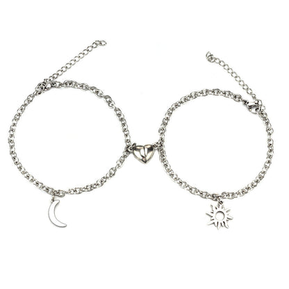 Sun & Moon Magnetic Couple Bracelets – Stainless Steel