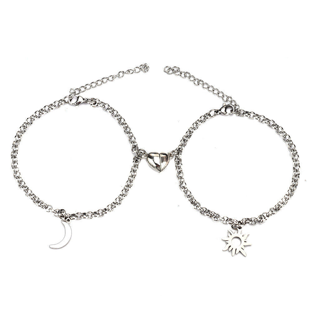 Sun & Moon Magnetic Couple Bracelets – Stainless Steel
