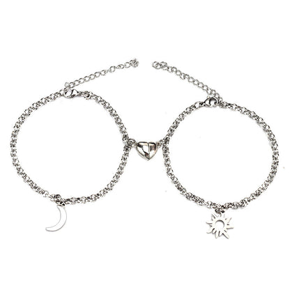 Sun & Moon Magnetic Couple Bracelets – Stainless Steel
